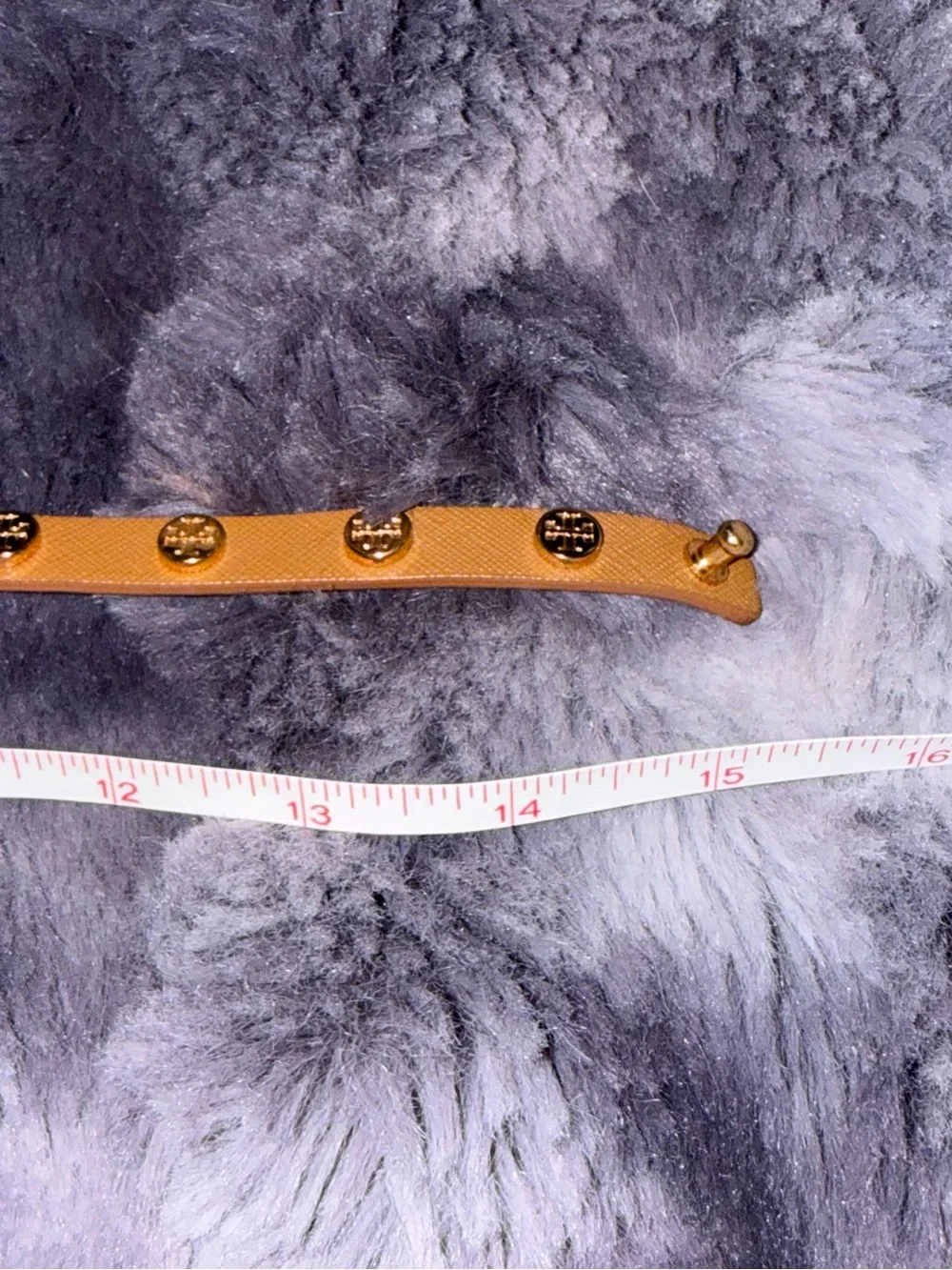 Tory Burch Camel Leather Double Wrap Bracelet with Gold Logos